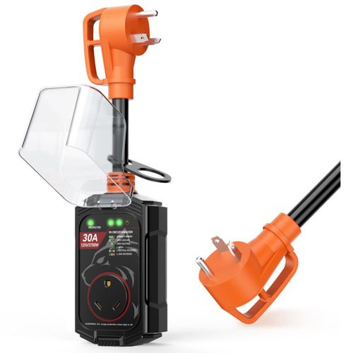 Vehiker Protector de Sobretensión para RV de 16000 Joules 30 A Protección de Voltaje para Autocaravana Enchufe Adaptador para Caravana Analizador de