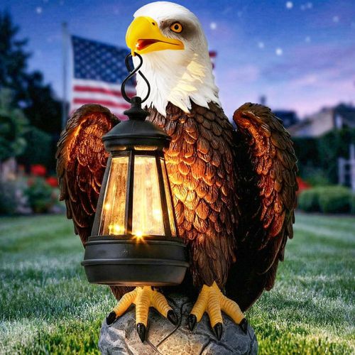 Escultura de Águila Calva YDKOJGW para Jardín con Luz Solar
