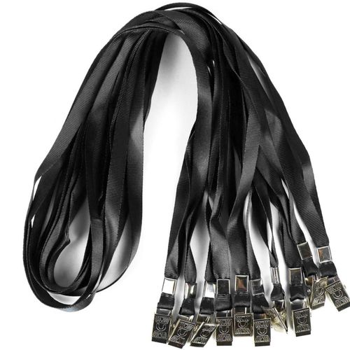 Cordones de Cuello Ollain de Nylon Negro con Clip Bulldog - Pack de 100