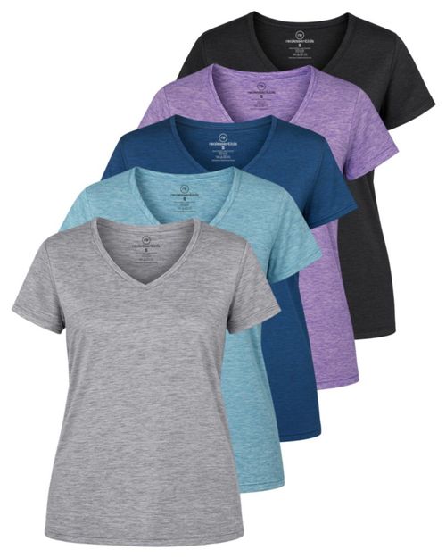 Camiseta Real Essentials Pack de 5 para mujer tecnología Dry-Fit cuello en V talla XL