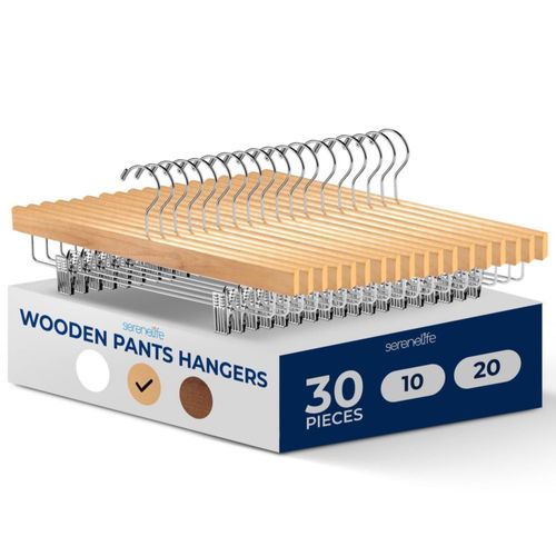 Perchas de ropa SereneLife 30 unidades de madera para pantalones giratorias