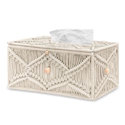 Porta Pañuelos Faciales KaloKalo Macramé Boho 25x14x13 cm