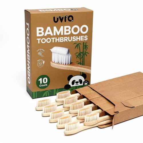 Cepillo de bambú uvra 10 unidades cerdas suaves sin BPA