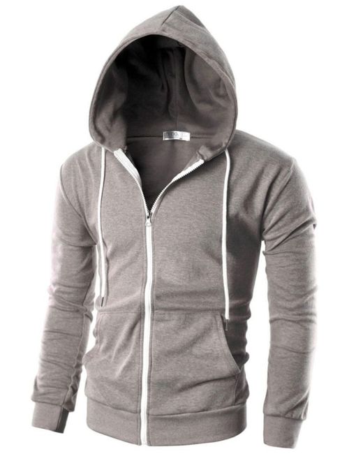 Sudadera con capucha Ohoo DCF002 de corte entallado con cremallera mezcla de algodón