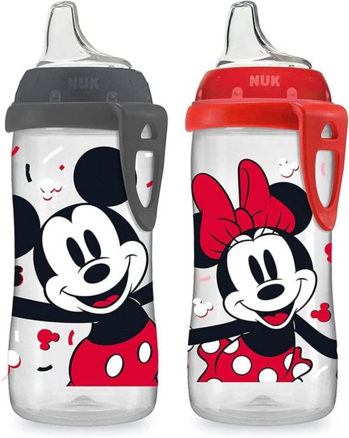 NUK Vaso de entrenamiento Active Antiescurre 300 ml Pack de 2 Mickey y Minnie