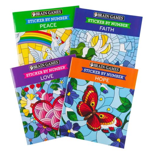 Paquete de 4 cuadernillos Brain Games de pegatinas por número