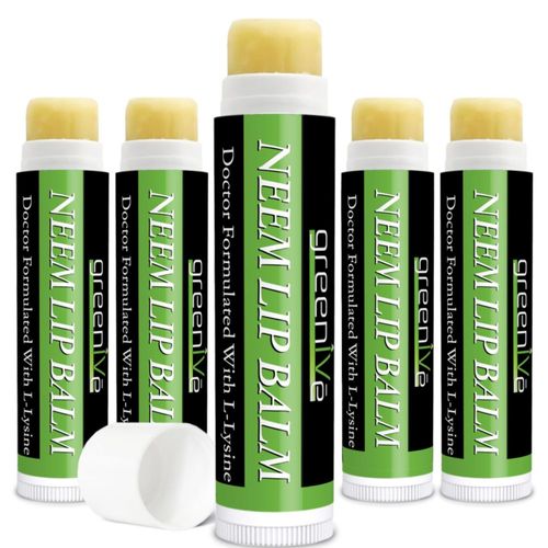 Bálsamo Labial GreenIVe con Aceite de Semilla de Neem y L‑Lisina – Vegano – Pack de 5
