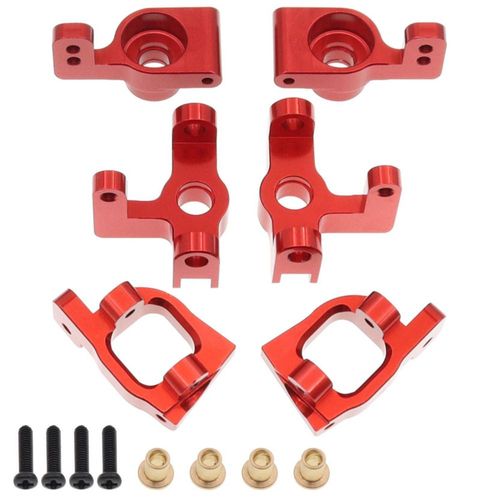 Treehobby 6 piezas de metal: copa de dirección delantera asiento en C y cubo de rueda trasera compatibles con WLtoys 1/14 144010 144001 144002 1/12