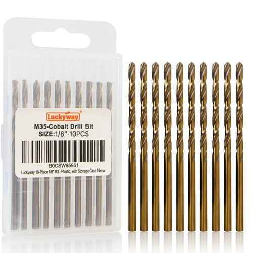 Brocas de Cobalto Luckyway M35 1/8" Recubiertas de Titanio - Juego de 10