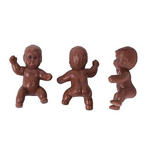 Mini bebés de plástico Tayarana 12" – 60 unidades color oscuro detalle de fiesta