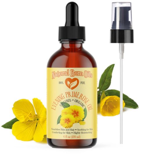 Natural Born Oils Aceite de Onagra 4 oz 100% Puro y Natural Orgánico Prensado en Frío Sin Refinar Hidratante Incluye Dosificador y Gotero
