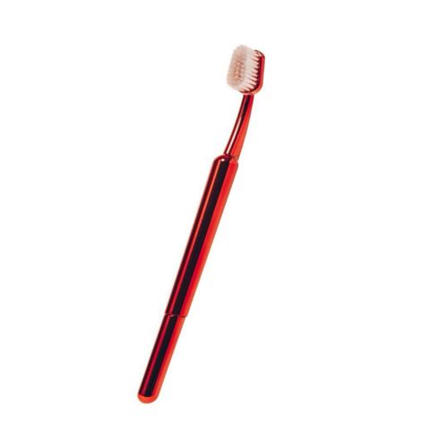 TRASK The Better Brush - Cepillo de dientes manual de lujo con cerdas ultra suaves diseñado por dentista para adultos Rojo rubí