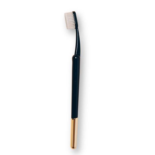 TRASK The Better Brush - Cepillo de Dientes Manual de Lujo con Cerdas Ultra Suaves Diseñado por Dentista para Adultos Negro con Detalles Dorados