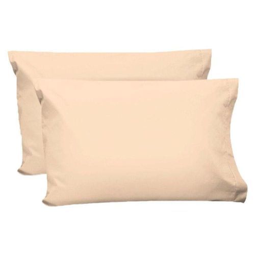 2 Fundas de Almohada Algodón Percal 200 Estándar Beige