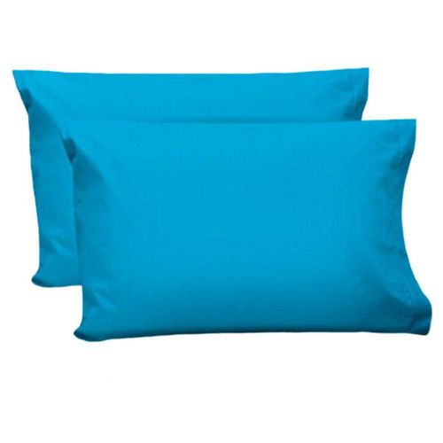 2 Fundas de Almohada Algodón Percal 200 Estándar Turquesa