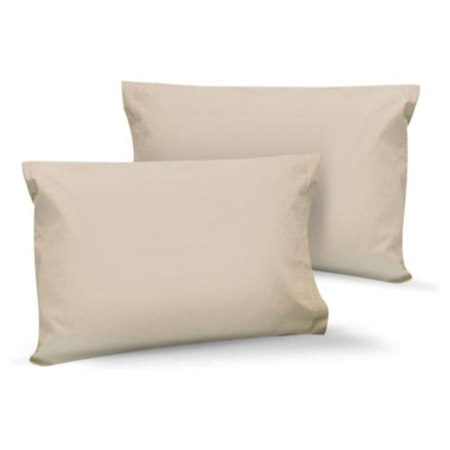 Par de Fundas de Almohada Algodón Percal 300 King Size Beige