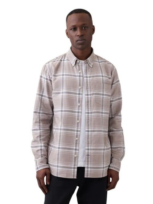 Shirt GAP para hombre manga larga Oxford con botones a cuadros color blanco roto