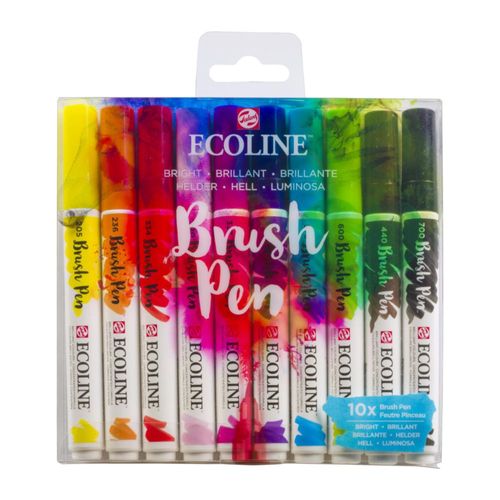 Set de 10 Rotuladores de Punta Pincel Ecoline – Colores Brillantes