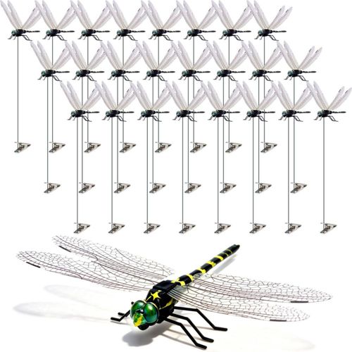 Cushry Pack de 24 Clips de Libélula Realistas de Plástico