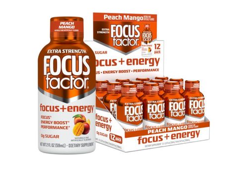 Shot energético Focus Factor 59 ml Sabor melocotón y mango - Pack de 12