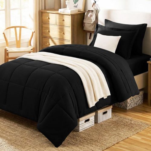Juego de ropa de cama CozyLux Twin XL negro de 5 piezas Oeko‑Tex