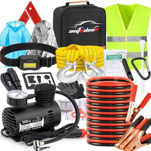 Kit de emergencia AUTODECO para coche - Cables de arranque negros