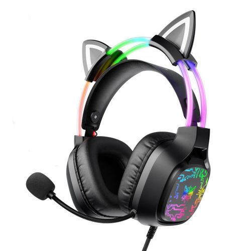 Audífonos ONITOON RGB con Orejas de Gato – Negro