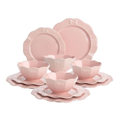 Juego de Vajilla Paris Hilton 12 Piezas en Rosa de Loza de Gres
