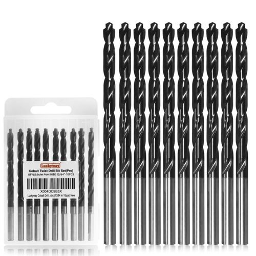 Brocas de Taladro Luckyway 13/64" M35 Cobalto 10 piezas TiAlN