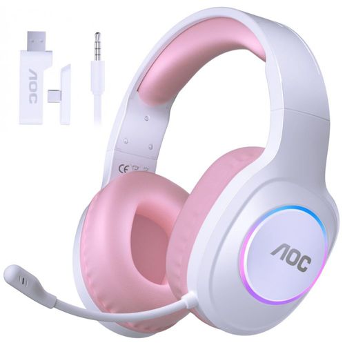 Auriculares AOC Gaming Inalámbricos Rosa RGB 45 h BT 5.4