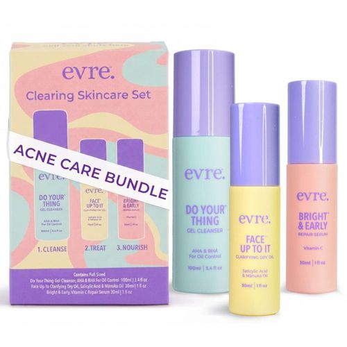 Set de Cuidado Facial Evre para Acne Adolescente - Limpiador Aceite y Suero