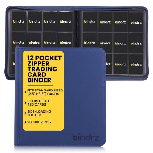 Carpeta para cartas coleccionables bindrz 480 cartas azul con cremallera