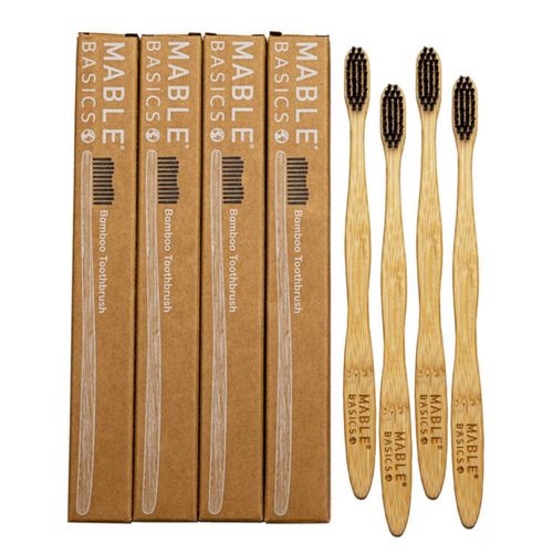 Cepillo de dientes MABLE de bambú pack de 4 cerdas suaves ecológico