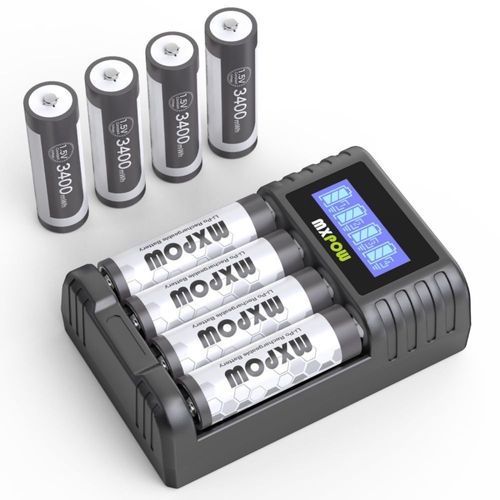 Baterías AA MXPOW 8x 3400 mWh 15 V Litio + Cargador