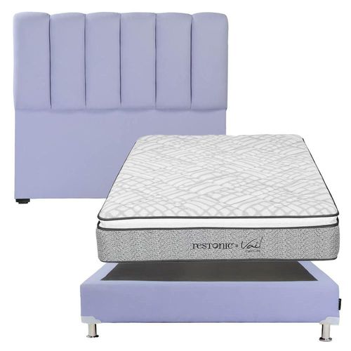 Cabecera Matrimonial Kami Morado+ Box+ Colchon Restonic Vail RGH