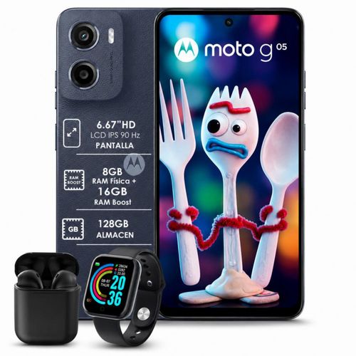 Motorola Moto G05 128GB 24GB Ram (8+16) Azul con Audífonos y Smartwatch