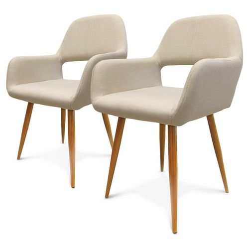 Set 2 Sillones Eames Tapizados Cromwell con Brazos Beige