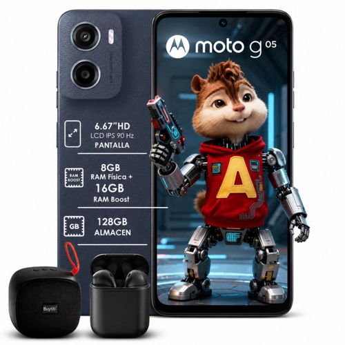 Motorola Moto G05 128GB 24GB Ram (8+16) Azul con Audífonos y Bocina
