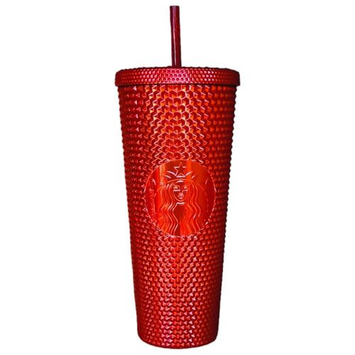 Vaso starbucks acrilico rojo con tachuelas 710ml
