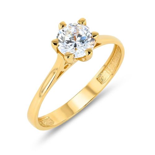 Anillo De Oro Amarillo 14K Con Zirconias