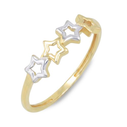 Anillo De Estrellas Oro Amarillo Y Blanco 10K (6-8)