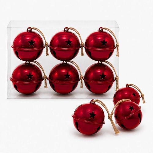 6 cascabeles 9cm de diámetro Rojo-Piscis