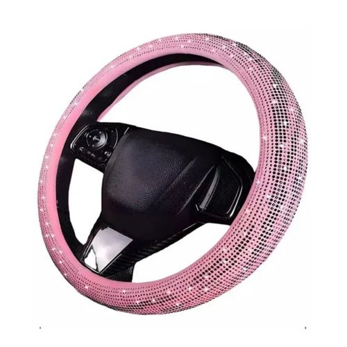 Funda Cubre Volante Universal de Diamante Color Rosa