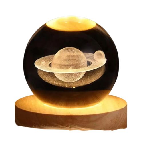 Esfera Led 3d Saturno Color Dorado