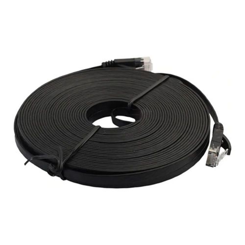 Cable Red Plano Categoría 6 Cat6 Rj45 Utp Ethernet 30 Metros Color Negro