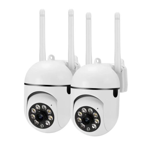 2 Cámaras De Seguridad Wifi 1080p Visión Nocturna Color Blanco