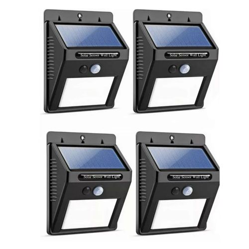 Lámpara De Luz Solar Impermeable Exterior De Pared Led 4pzs, Color Negro