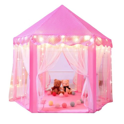 Carpa Castillo para Niña Con Luces Led Color Rosa