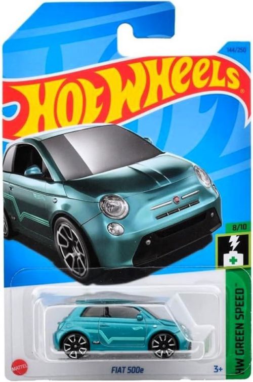 Coche de juguete Hot Wheels Fiat 500e azul 2023