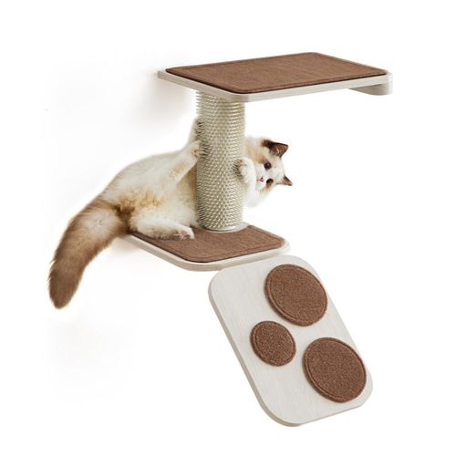 Escalera para Gatos Feandrea de Montaje en Pared con Poste de Aseo Automático